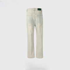 Men Vintage Pants washed old trousers men's and women's slightly pulled trousers slim-fitting jeans MIJKO