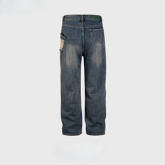 Men's Vintage Pants Men's Women's Decorative Trousers Straight Washed Jeans MIJKO