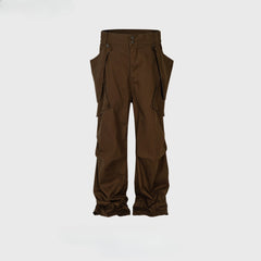 Men Vintage Pants Straight Pants Detachable Functional Multi-Pocket Wide-Foot Casual Pants MIJKO