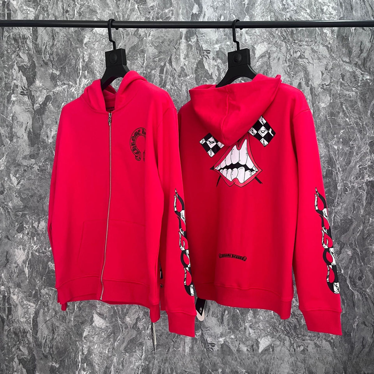 CHH Chrome Heart Hoodie Crowe Mattyboy Graffiti terry cotton hooded zipper