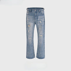 Mens Vintage Pants Wash Old Trousers Ripped Jeans MIJKO