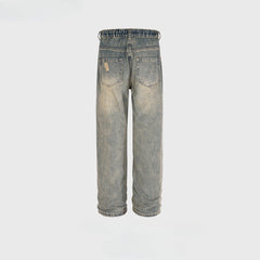 Men's Vintage Pants ripped trousers men's and women's washed water old jeans MIJKO
