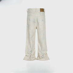 Men's Vintage Pants trousers men's and women's slightly wide-footed retro washed jeans MIJKO