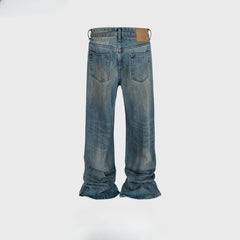 Men Vintage Pants washed old trousers men's and women's micro-pull jeans MIJKO