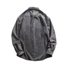 Veste en jean vintage, chemise ample de printemps, hauts pour hommes, veste en jean décontractée pour hommes