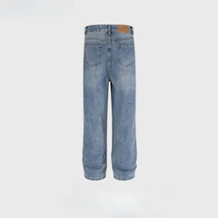 Men Vintage Pants splicing straight wash water to make old jeans MIJKO