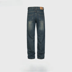Mens Vintage Pants Splicing Trousers Washed Jeans MIJKO