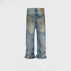 Men's Vintage Pants Men's Women's Vintage Washed Old Ripped Jeans MIJKO
