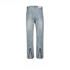 Men's Vintage Pants Zipper Pants Long Pants Men's and Women's Slim-Fit Jeans MIJKO