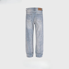 Men Vintage Pants Washed Old Trousers Straight High Street Blue Jeans MIJKO