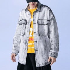 Men's Spring Plus Size Loose Vintage Denim Jacket Men's Casual Top Men Denim Jacket