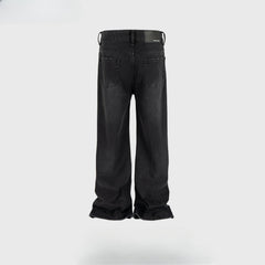 Men Vintage Pants Washing Water Old Trousers Slightly Stretched Wide Foot Jeans MIJKO